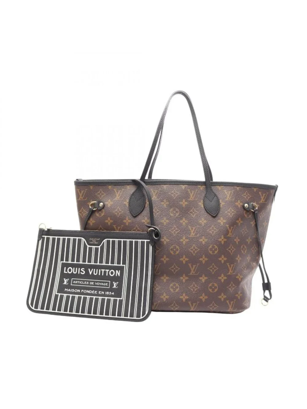 Louis Vuitton Tote Neverfull Inside Out MM Black Canvas Leather